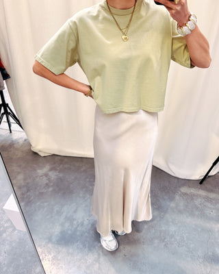 CELESTE SATIN SKIRT - CREAM - By Lenz