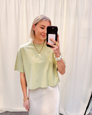 BRANDY CROPPED TEE - OLIVE - By Lenz