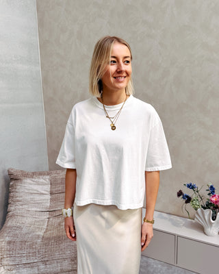BRANDY CROPPED TEE - WHITE - By Lenz