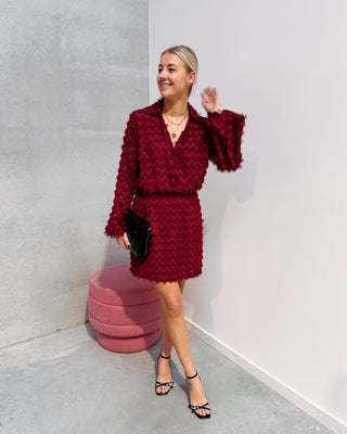 PLUME PARTY DRESS - BURGUNDY - By Lenz