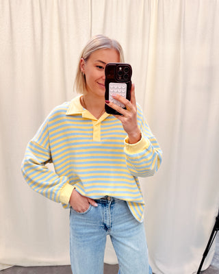 SUMMERLINE POLO - YELLOW/LIGHT BLUE - By Lenz