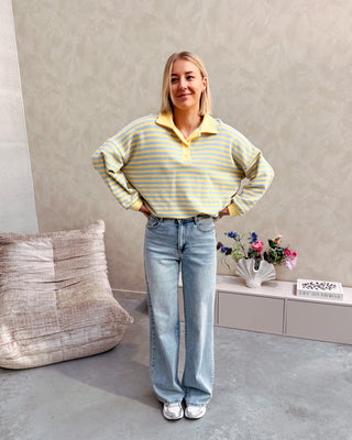 SUMMERLINE POLO - YELLOW/LIGHT BLUE - By Lenz