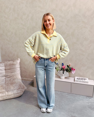 SUMMERLINE POLO - YELLOW/LIGHT BLUE - By Lenz
