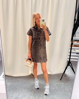 ROUANE LEOPARD DENIM DRESS - By Lenz