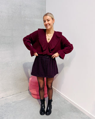 MIRA RUFFLE KNIT - BURGUNDY - By Lenz