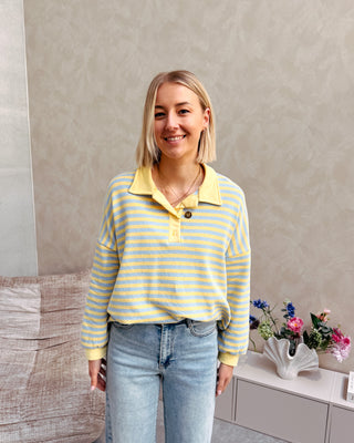 SUMMERLINE POLO - YELLOW/LIGHT BLUE - By Lenz