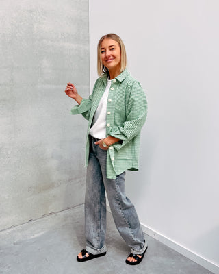 AMELIA JACKET - GREEN/WHITE - By Lenz