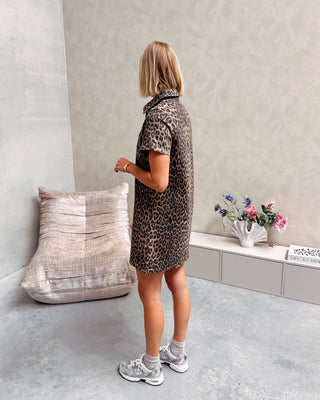 ROUANE LEOPARD DENIM DRESS - By Lenz