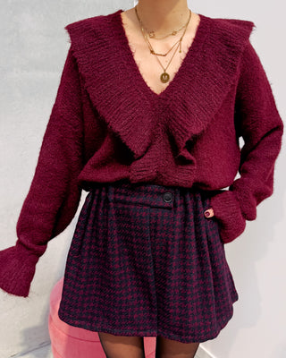 MIRA RUFFLE KNIT - BURGUNDY - By Lenz