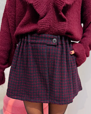 PRETTY PLAID SKIRT - BURGUNDY/NAVY BLUE - By Lenz