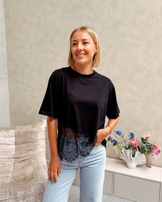 PARISIAN LACE TEE - BLACK - By Lenz
