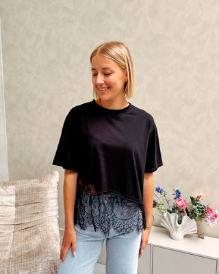 PARISIAN LACE TEE - BLACK - By Lenz