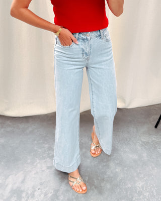 VIENNA CROPPED WIDE LEG JEANS - LIGHT BLUE - By Lenz