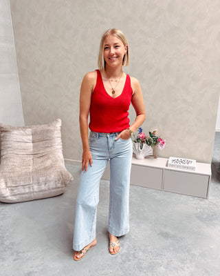 VIENNA CROPPED WIDE LEG JEANS - LIGHT BLUE - By Lenz