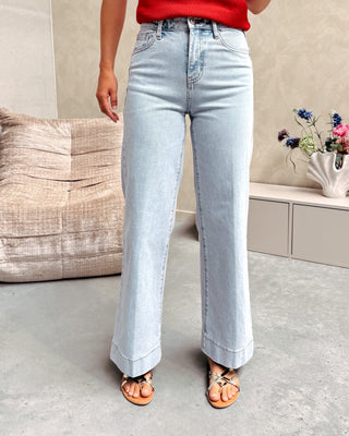 VIENNA CROPPED WIDE LEG JEANS - LIGHT BLUE - By Lenz