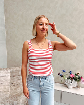 SAIL AWAY TOP - RED/WHITE - By Lenz