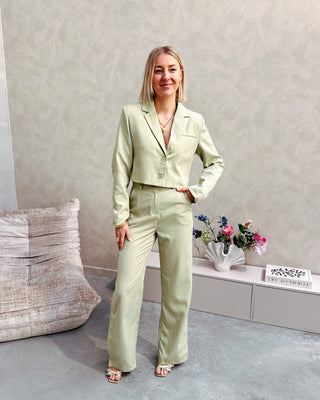 CLEO CROPPED BLAZER - GREEN - By Lenz