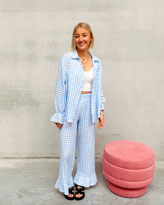 LET'S BE CUTE SUMMER CHECKED SET - LIGHT BLUE