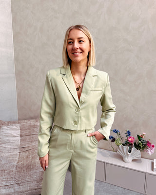 CLEO CROPPED BLAZER - GREEN - By Lenz
