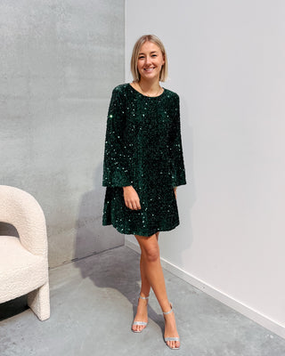 JOLLY GLITTER DRESS - GREEN