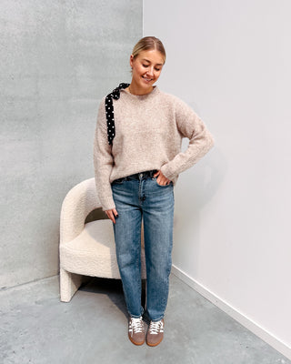 DOTTY BOW KNIT - TAUPE