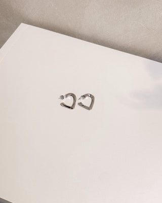 HEART HOOP EARRING - SILVER - By Lenz