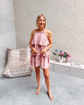 DUSTY ROSE FLORAL DRESS - By Lenz