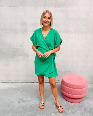 ELODIE WRAP DRESS - GREEN