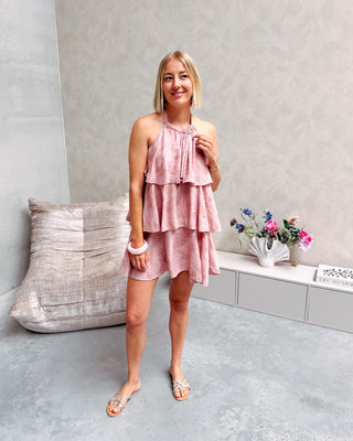DUSTY ROSE FLORAL DRESS - By Lenz