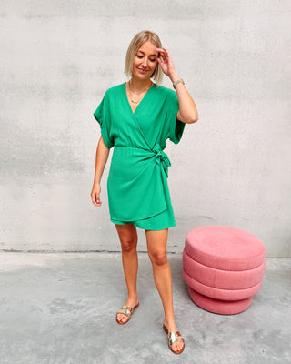 ELODIE WRAP DRESS - GREEN