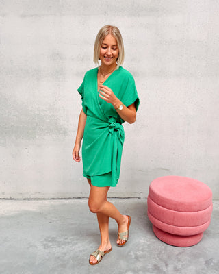 ELODIE WRAP DRESS - GREEN