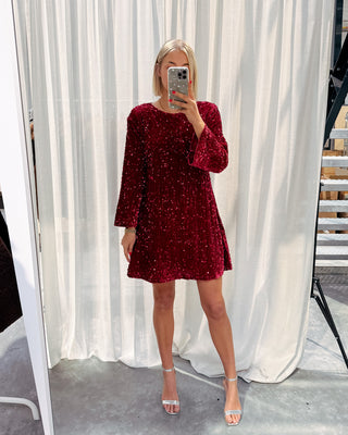 JOLLY GLITTER DRESS - BURGUNDY