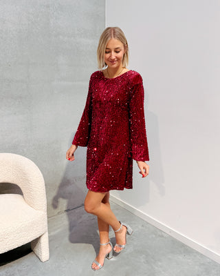 JOLLY GLITTER DRESS - BURGUNDY