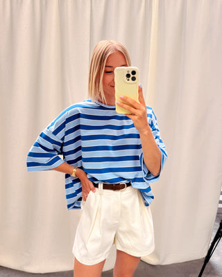 LENNY STRIPED KNOT TEE - LIGHT BLUE/COBALT BLUE - By Lenz