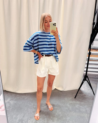 LENNY STRIPED KNOT TEE - LIGHT BLUE/COBALT BLUE - By Lenz