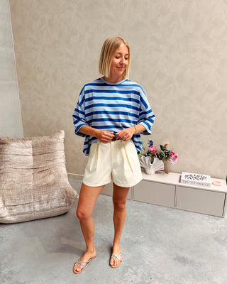 LENNY STRIPED KNOT TEE - LIGHT BLUE/COBALT BLUE - By Lenz