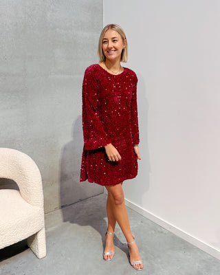 JOLLY GLITTER DRESS - BURGUNDY