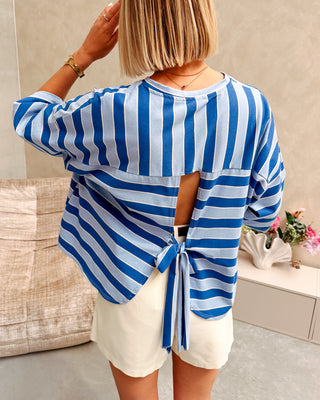 LENNY STRIPED KNOT TEE - LIGHT BLUE/COBALT BLUE - By Lenz