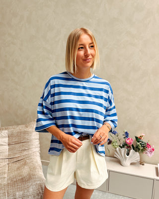 LENNY STRIPED KNOT TEE - LIGHT BLUE/COBALT BLUE - By Lenz