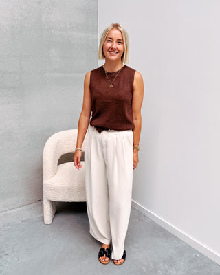 SPARKLY KNITTED TOP - COFFEE - By Lenz