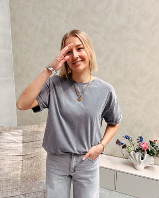 ALBA TEE - WASHED GREY - By Lenz