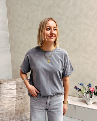 ALBA TEE - WASHED GREY - By Lenz