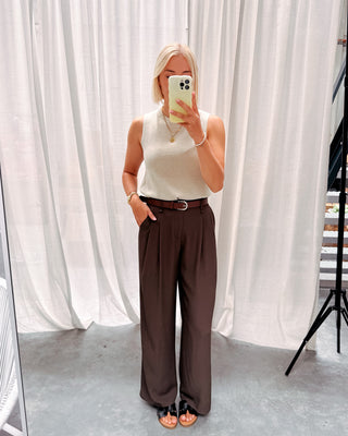 SPARKLY KNITTED TOP - BEIGE - By Lenz