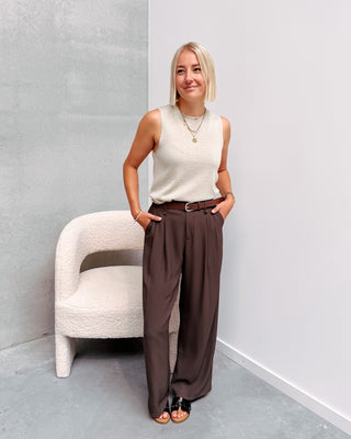 SPARKLY KNITTED TOP - BEIGE - By Lenz