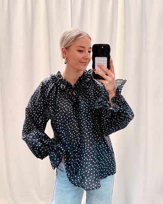 POLKA CHARM RUFFLE BLOUSE - By Lenz