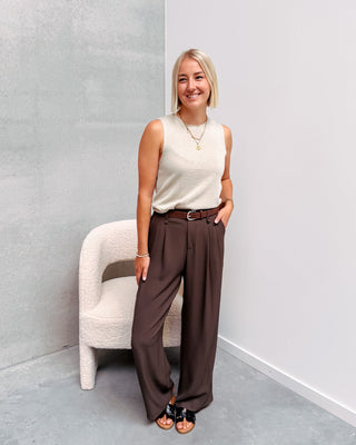 CASUAL CHIC TROUSERS - BROWN - By Lenz