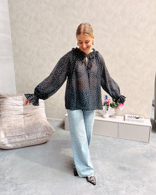POLKA CHARM RUFFLE BLOUSE - By Lenz