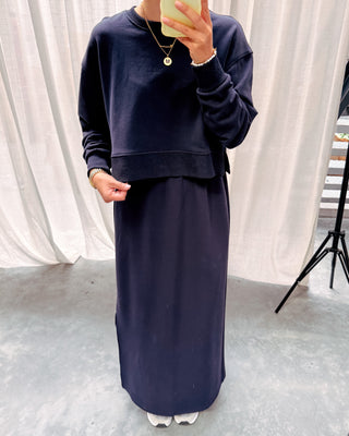 ASKER CROPPED SWEATER - DARK BLUE - By Lenz