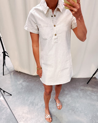 ROUANE STRIPED DENIM DRESS - By Lenz