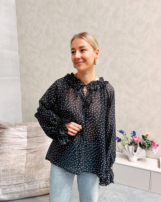POLKA CHARM RUFFLE BLOUSE - By Lenz